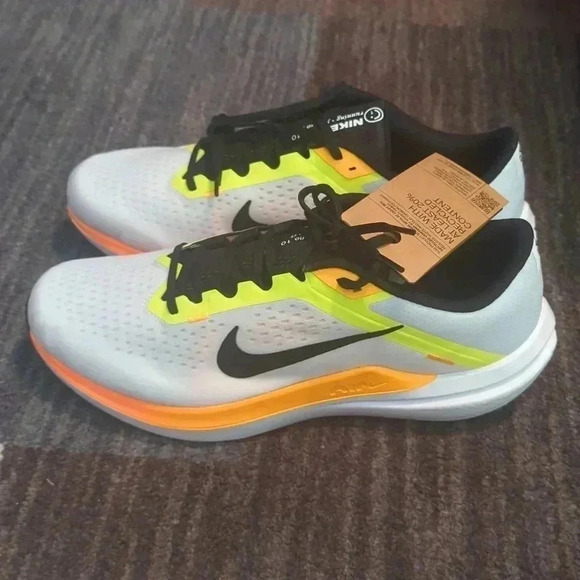 Nike Air Winflo White Volt Laser Orange Men Road Running Shoes Size 12 - Picture 3 of 6